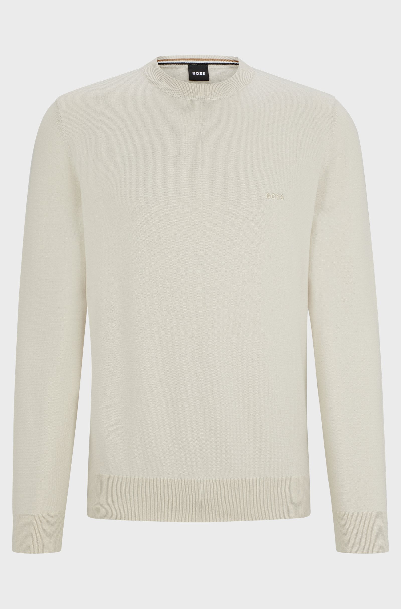 Maglia girocollo in cotone 50506023 10255186 01 131 BOSS Open white 