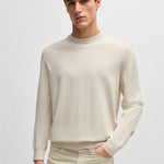 Maglia girocollo in cotone 50506023 10255186 01 131 BOSS Open white 