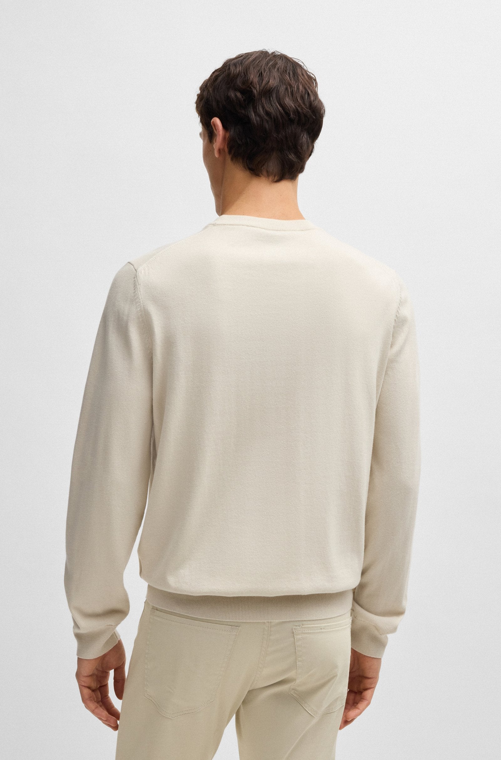 Maglia girocollo in cotone 50506023 10255186 01 131 BOSS Open white 
