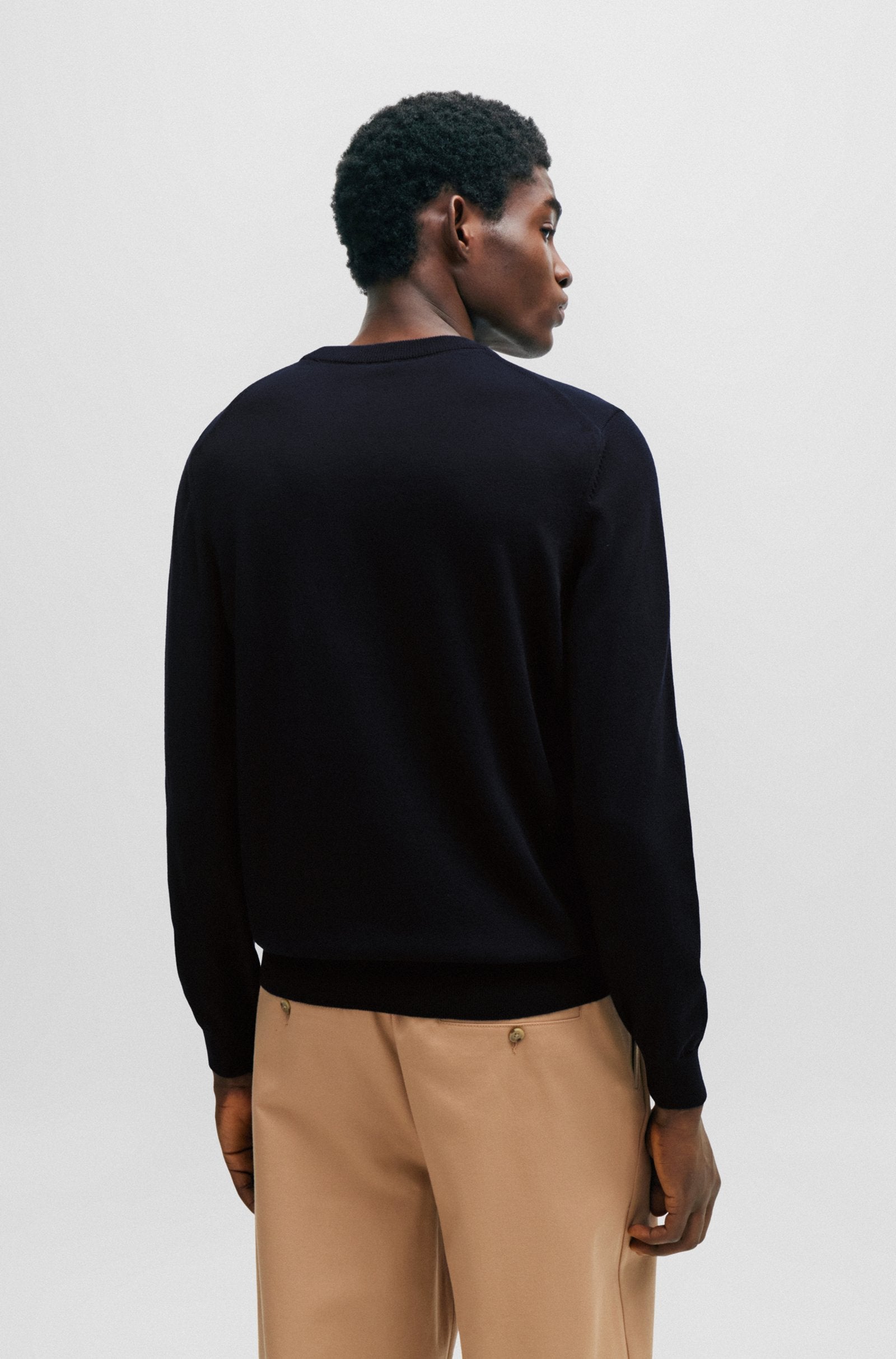 Maglia girocollo in cotone 50506023 10255186 01 404 BOSS Dark blue 