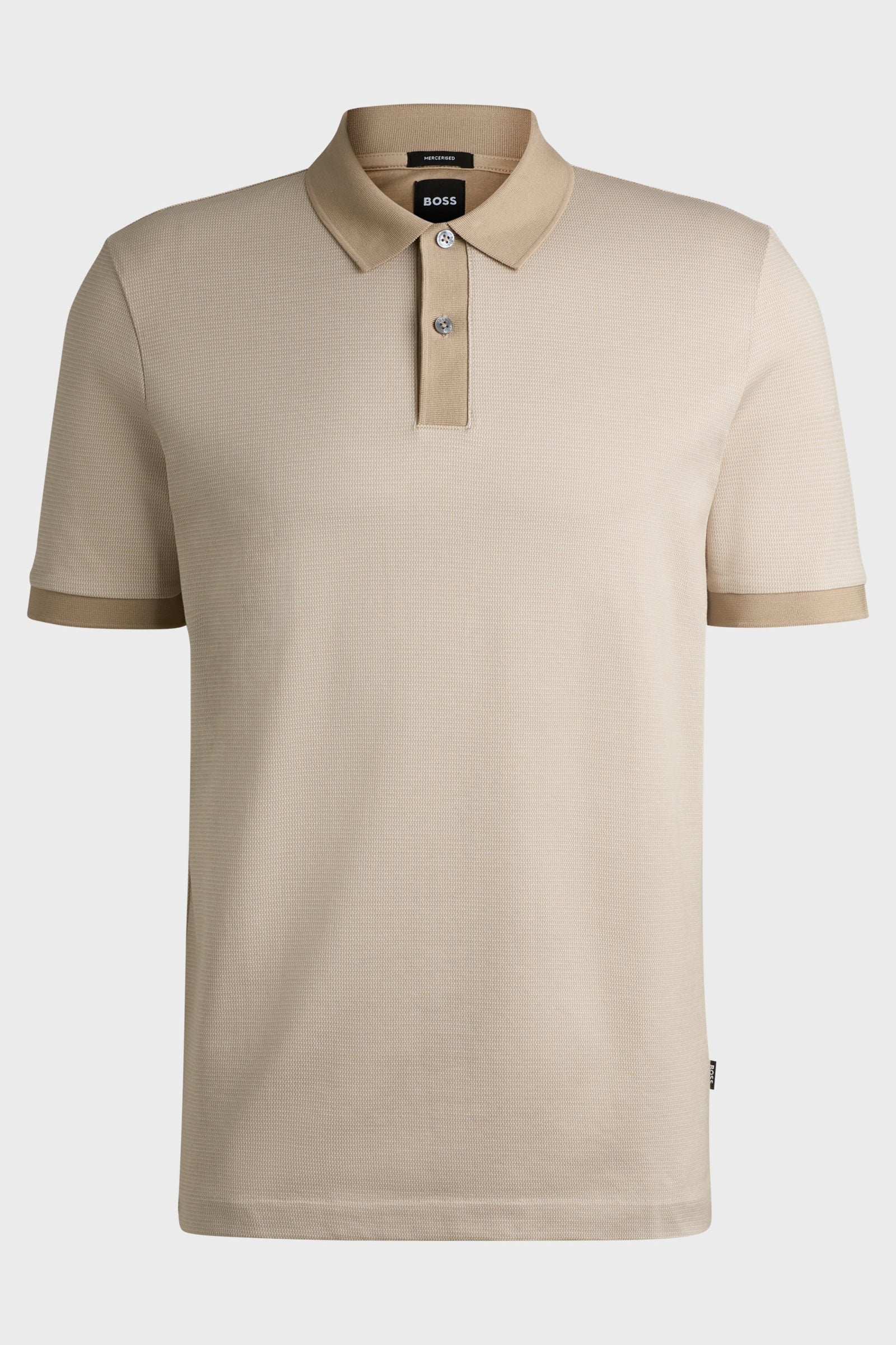 Polo in cotone mercerizzato con micromotivo 50532246 10269508 01 275 BOSS Light beige 