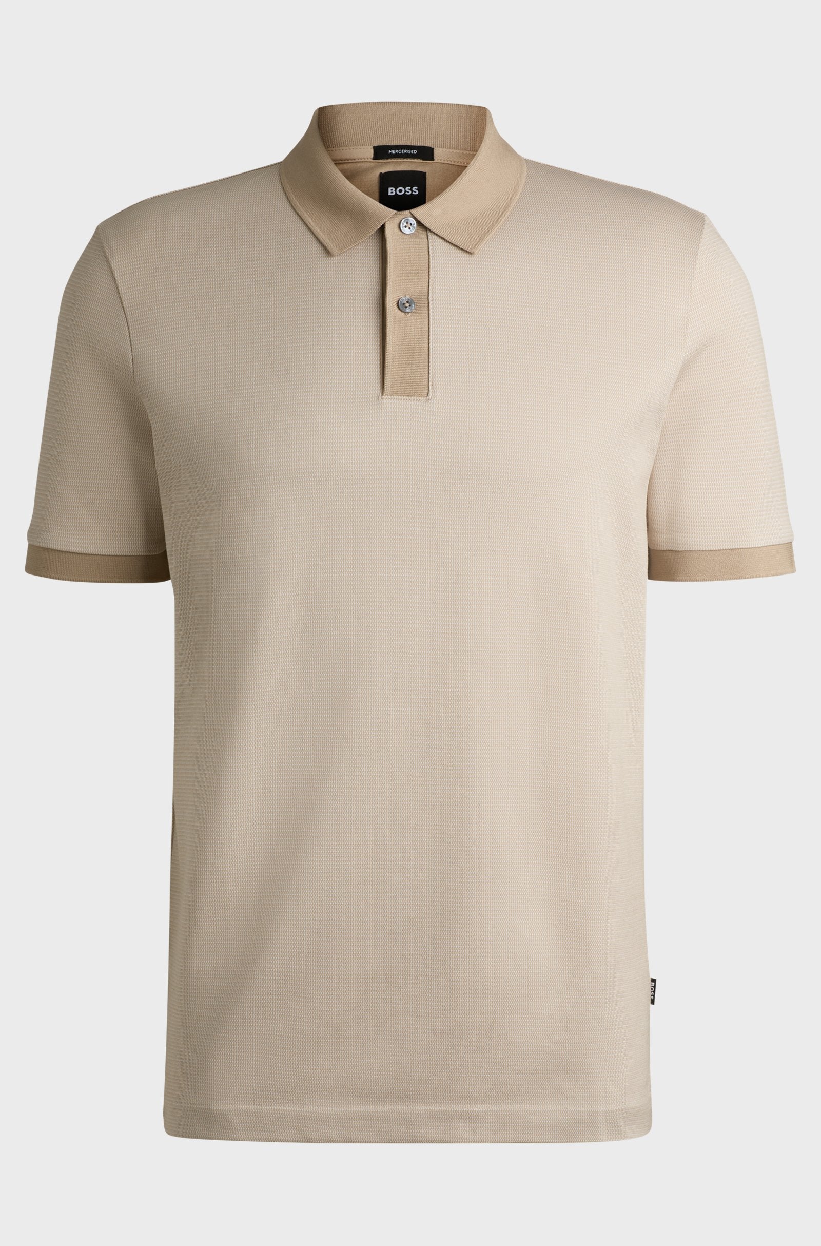 Polo in cotone mercerizzato con micromotivo 50532246 10269508 01 275 BOSS Light beige 