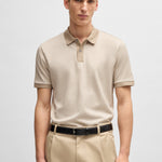 Polo in cotone mercerizzato con micromotivo 50532246 10269508 01 275 BOSS Light beige 