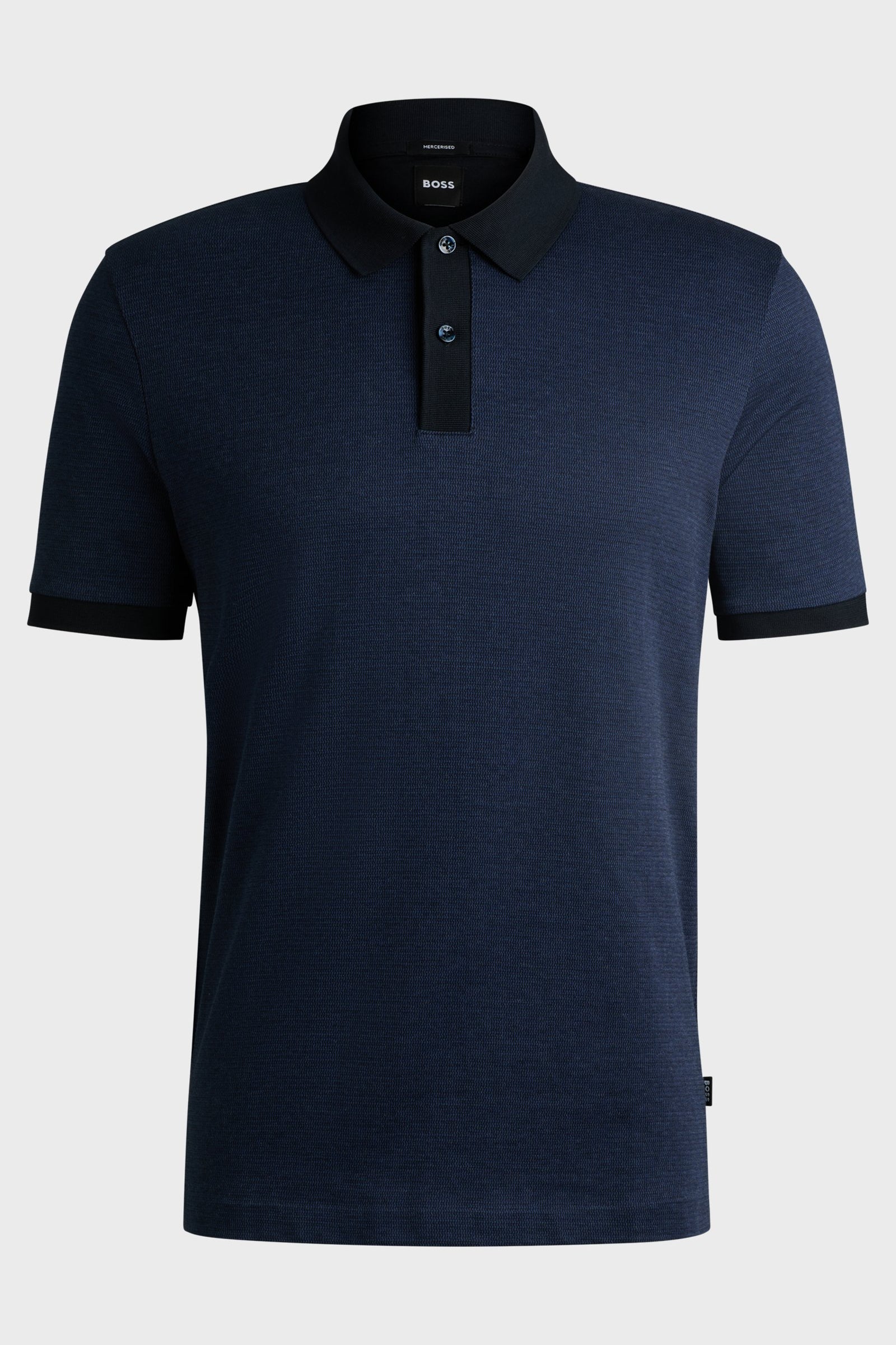 Polo in cotone mercerizzato con micromotivo 50532246 10269508 01 404 BOSS Dark blue 