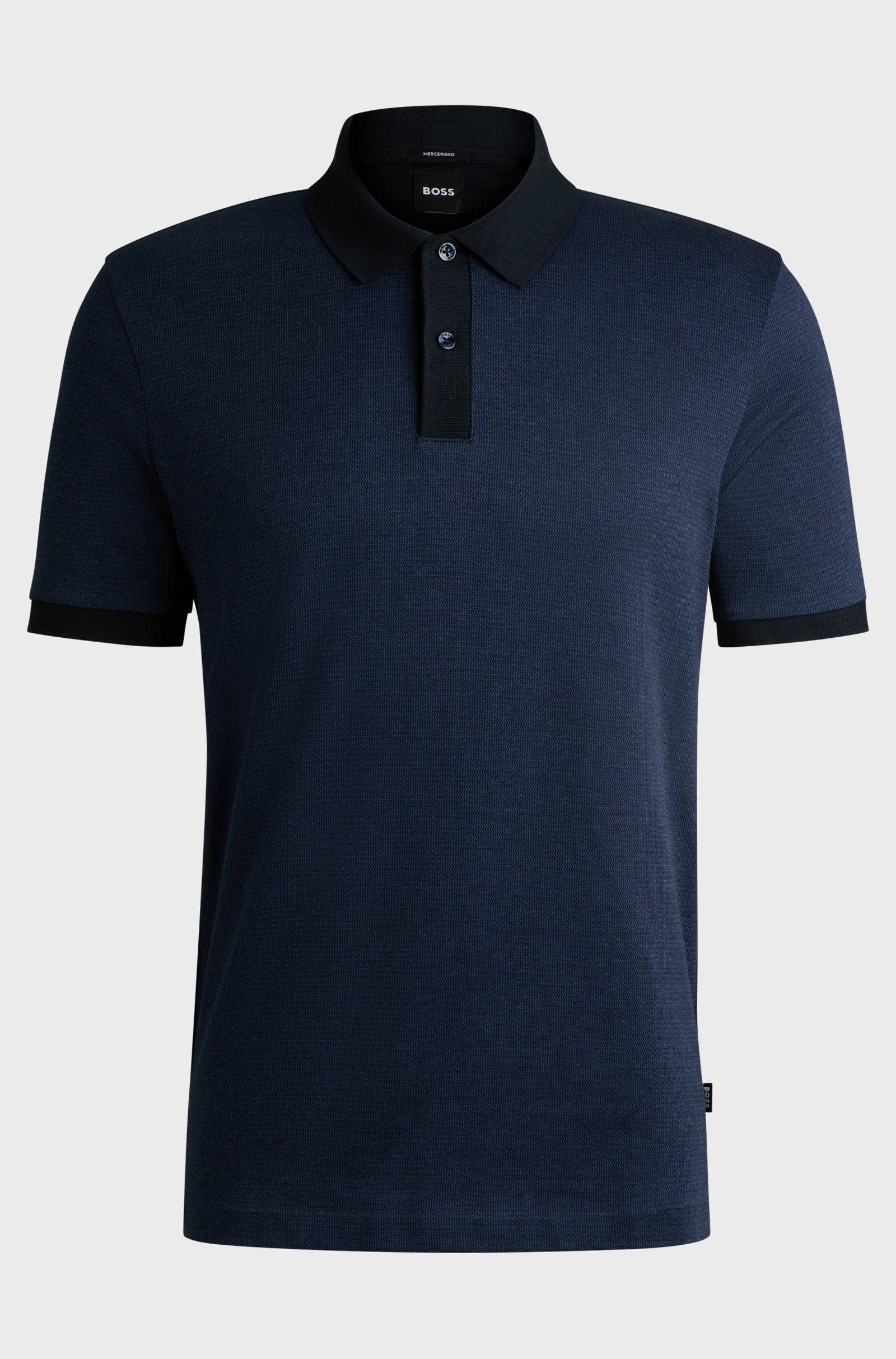 Polo in cotone mercerizzato con micromotivo 50532246 10269508 01 404 BOSS Dark blue 