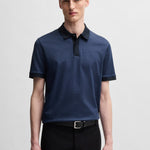 Polo in cotone mercerizzato con micromotivo 50532246 10269508 01 404 BOSS Dark blue 