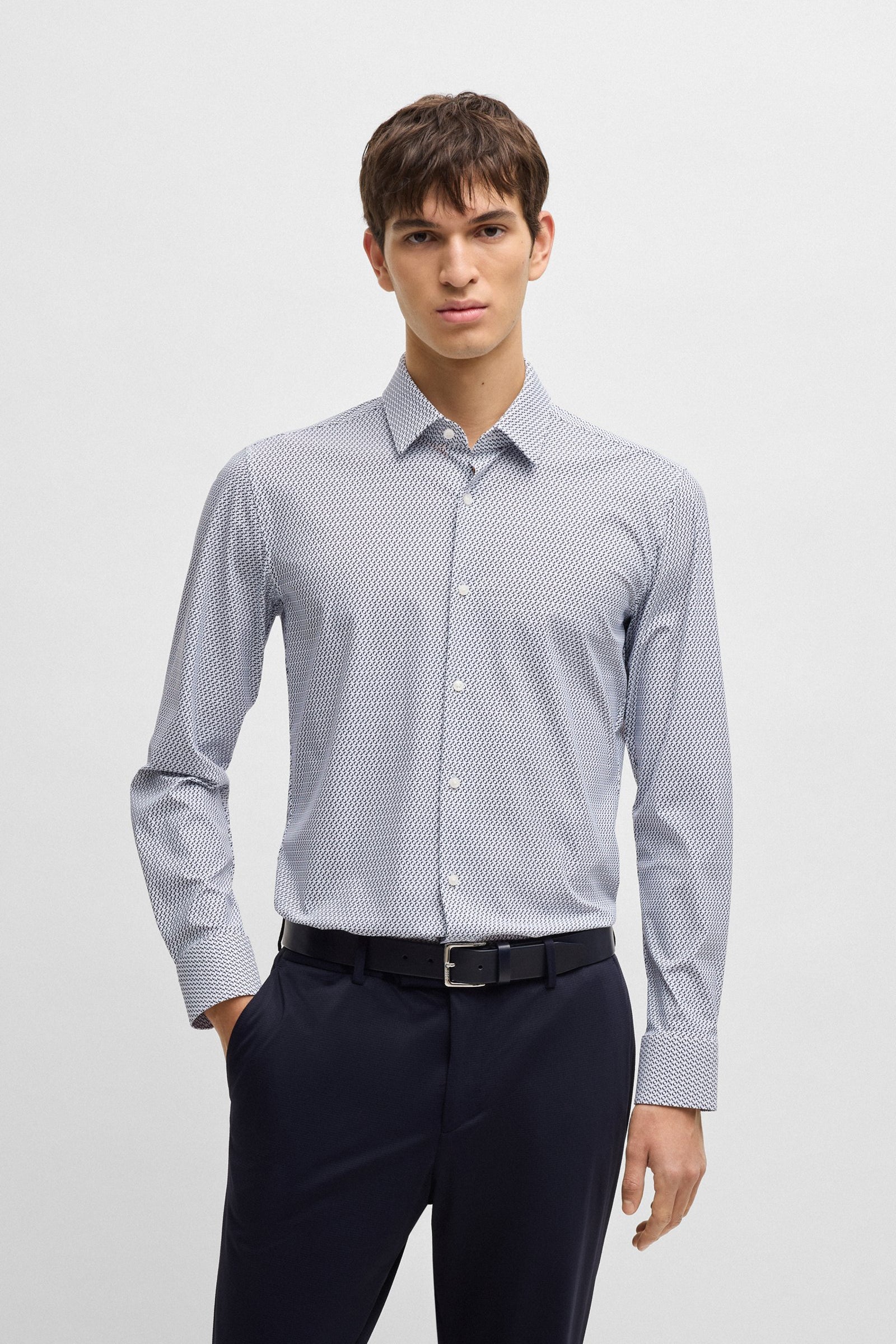 Camicia slim fit in tessuto elasticizzato 50539392 10270753 405 BOSS Dark blue 