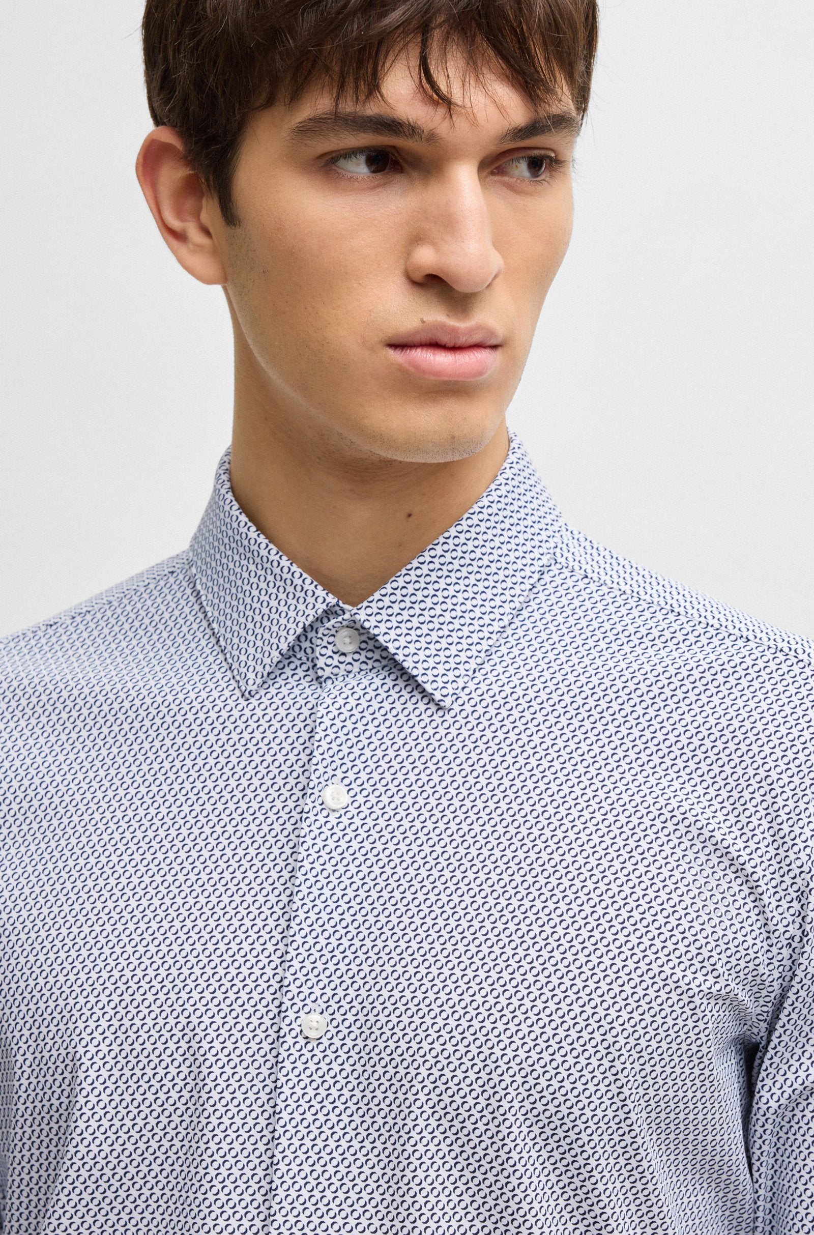 Camicia slim fit in tessuto elasticizzato 50539392 10270753 405 BOSS Dark blue 