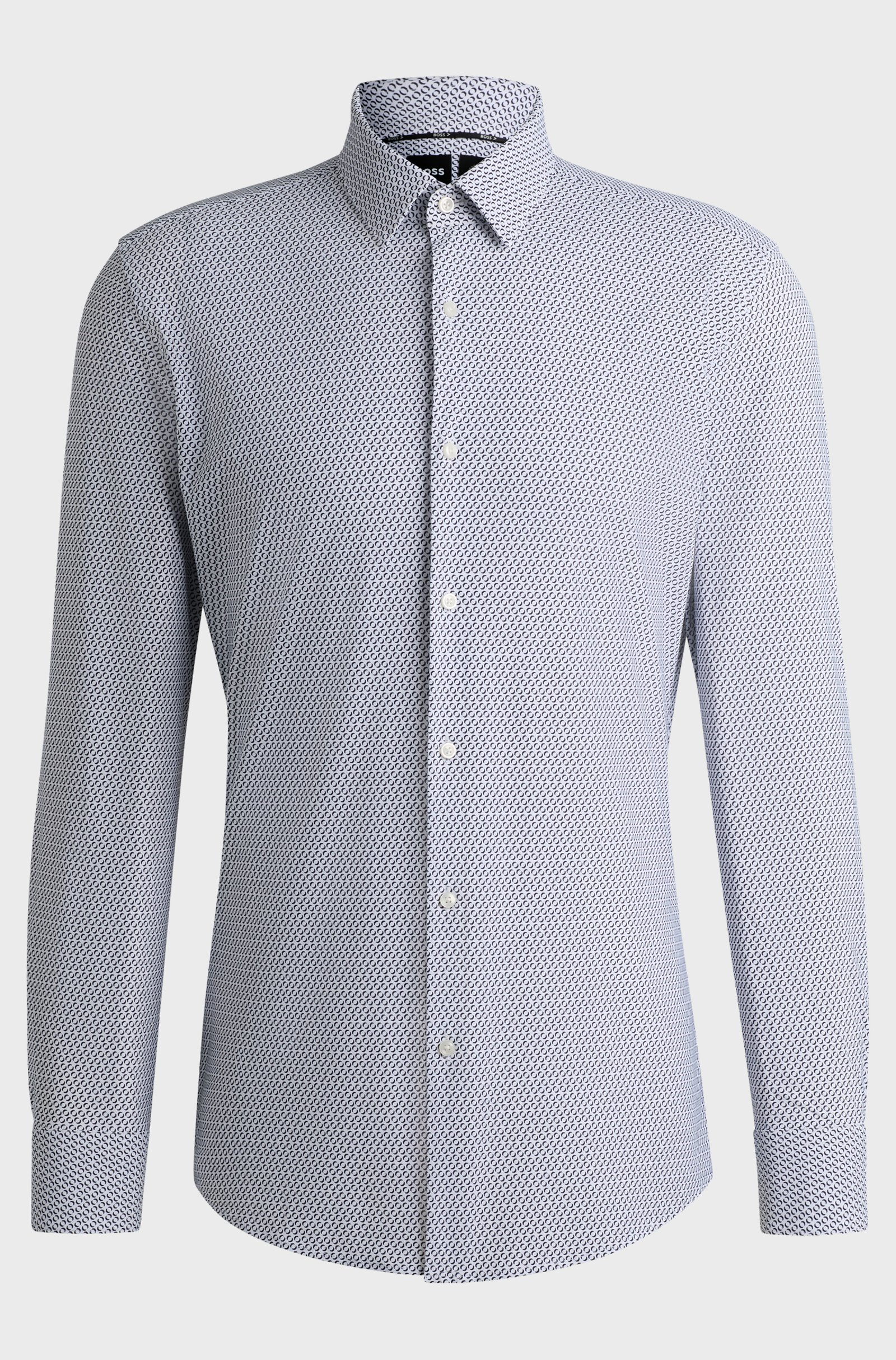 Camicia slim fit in tessuto elasticizzato 50539392 10270753 450 BOSS Dark blue 
