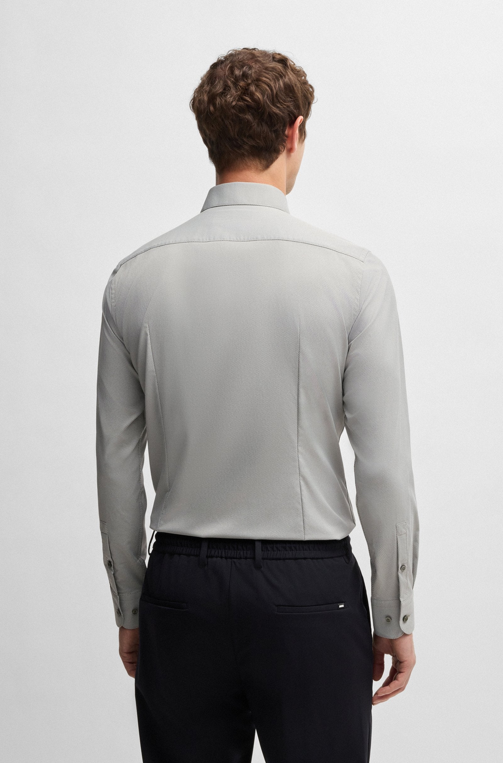 Camicia in microfibra slim 50539403 10270763 01 404 BOSS Dark blue 