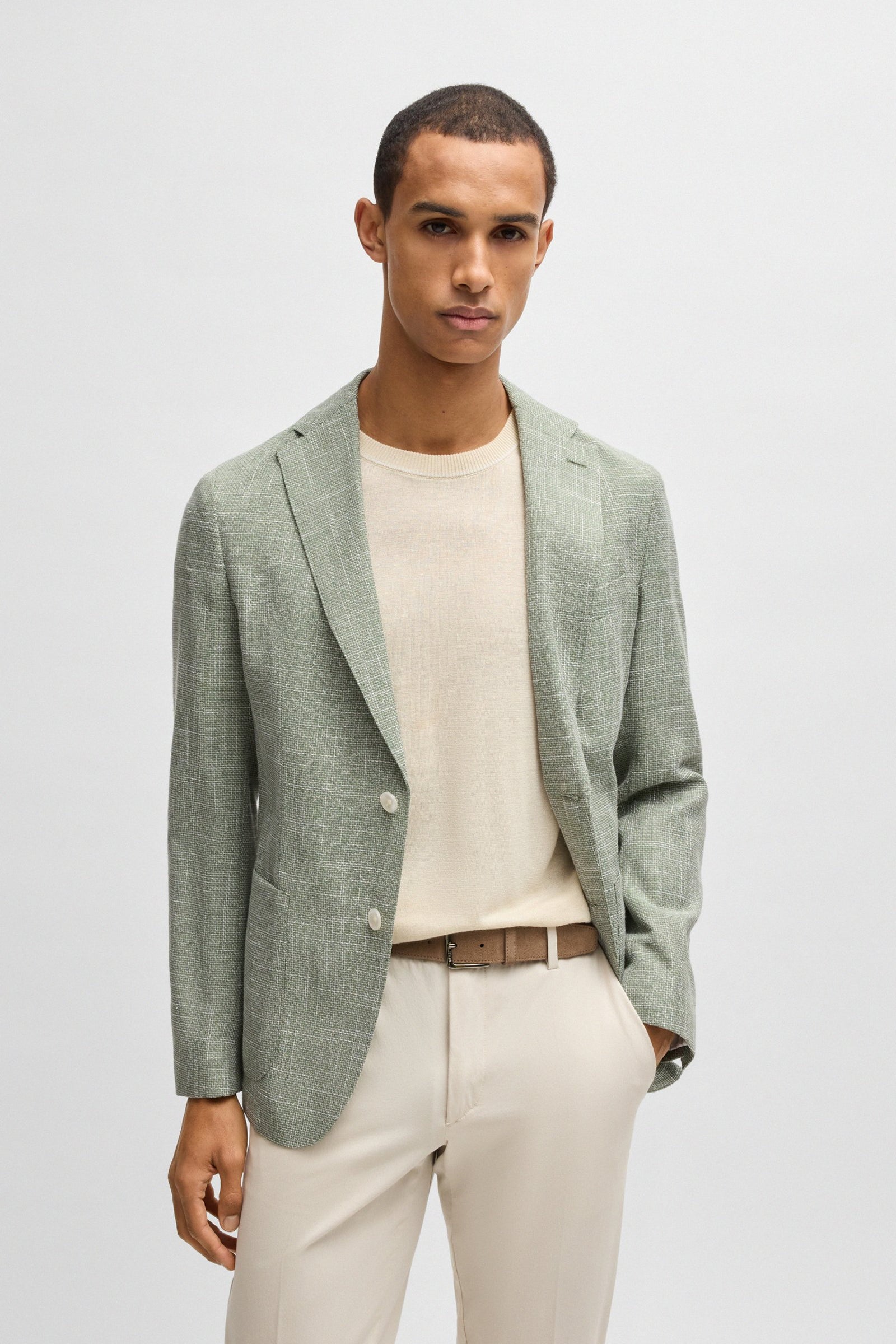Giacca slim fit con tessutto micromotivo 50540742 10271168 01 311 BOSS Medium green 