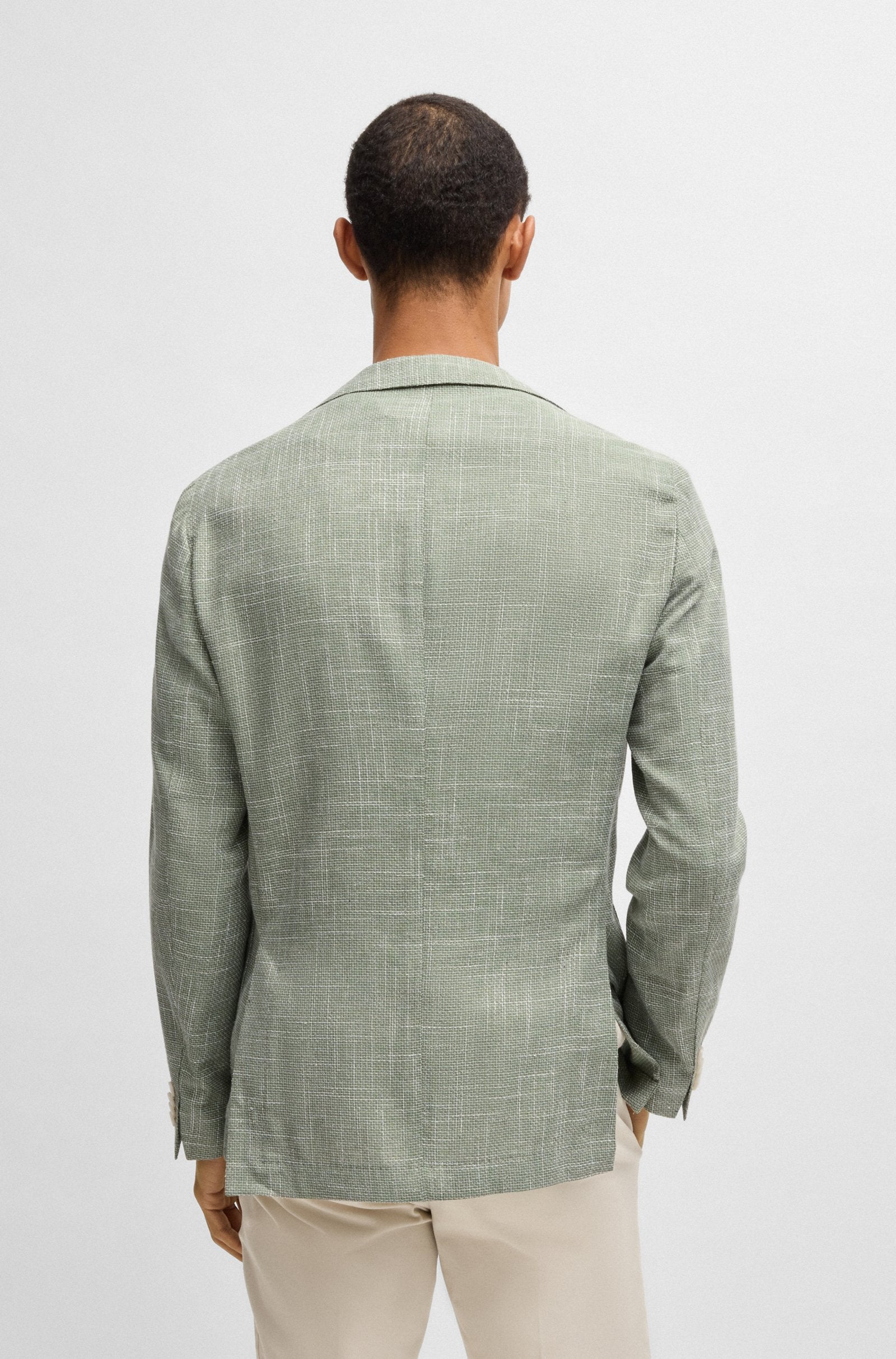 Giacca slim fit con tessutto micromotivo 50540742 10271168 01 311 BOSS Medium green 