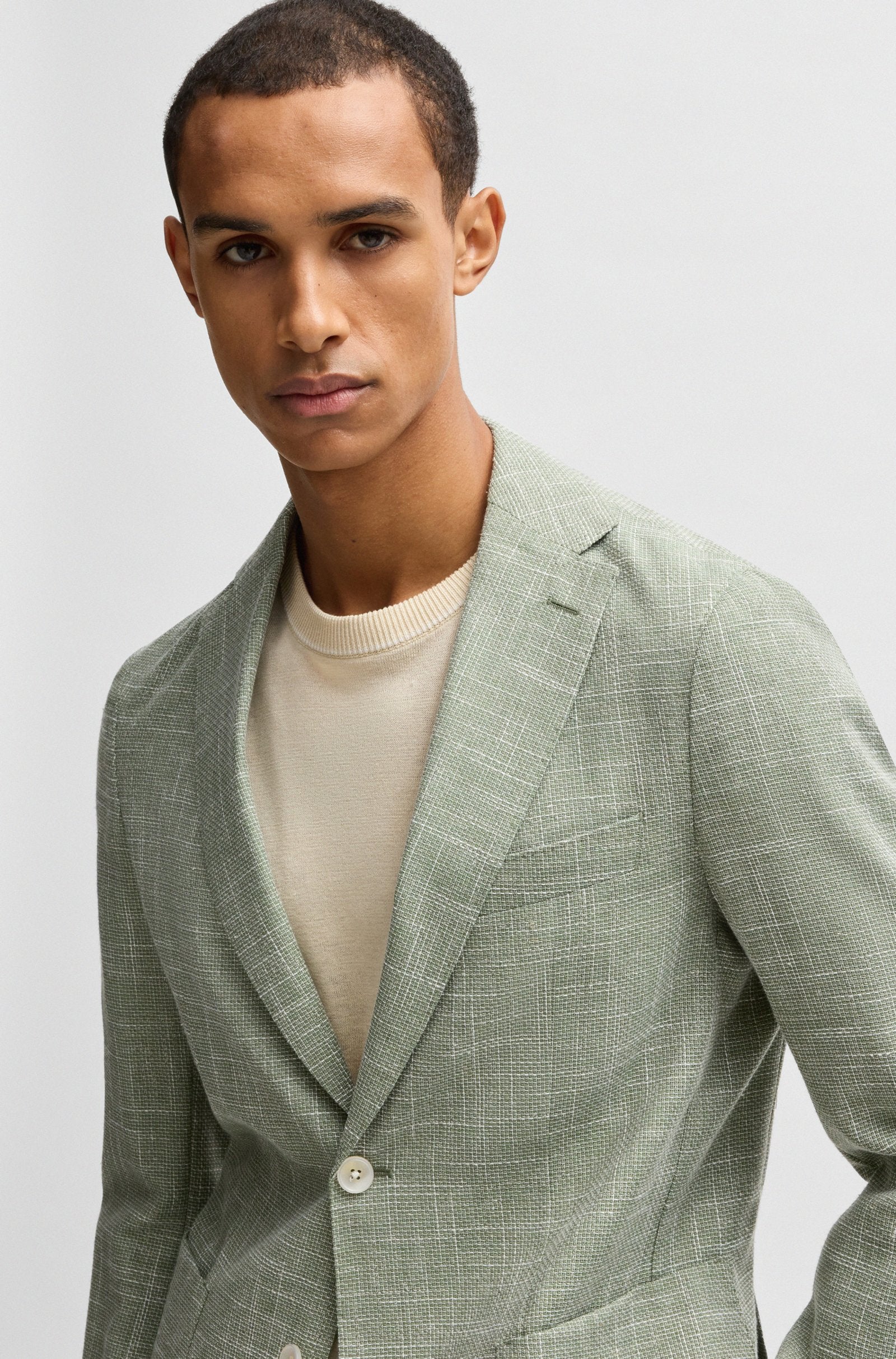 Giacca slim fit con tessutto micromotivo 50540742 10271168 01 311 BOSS Medium green 
