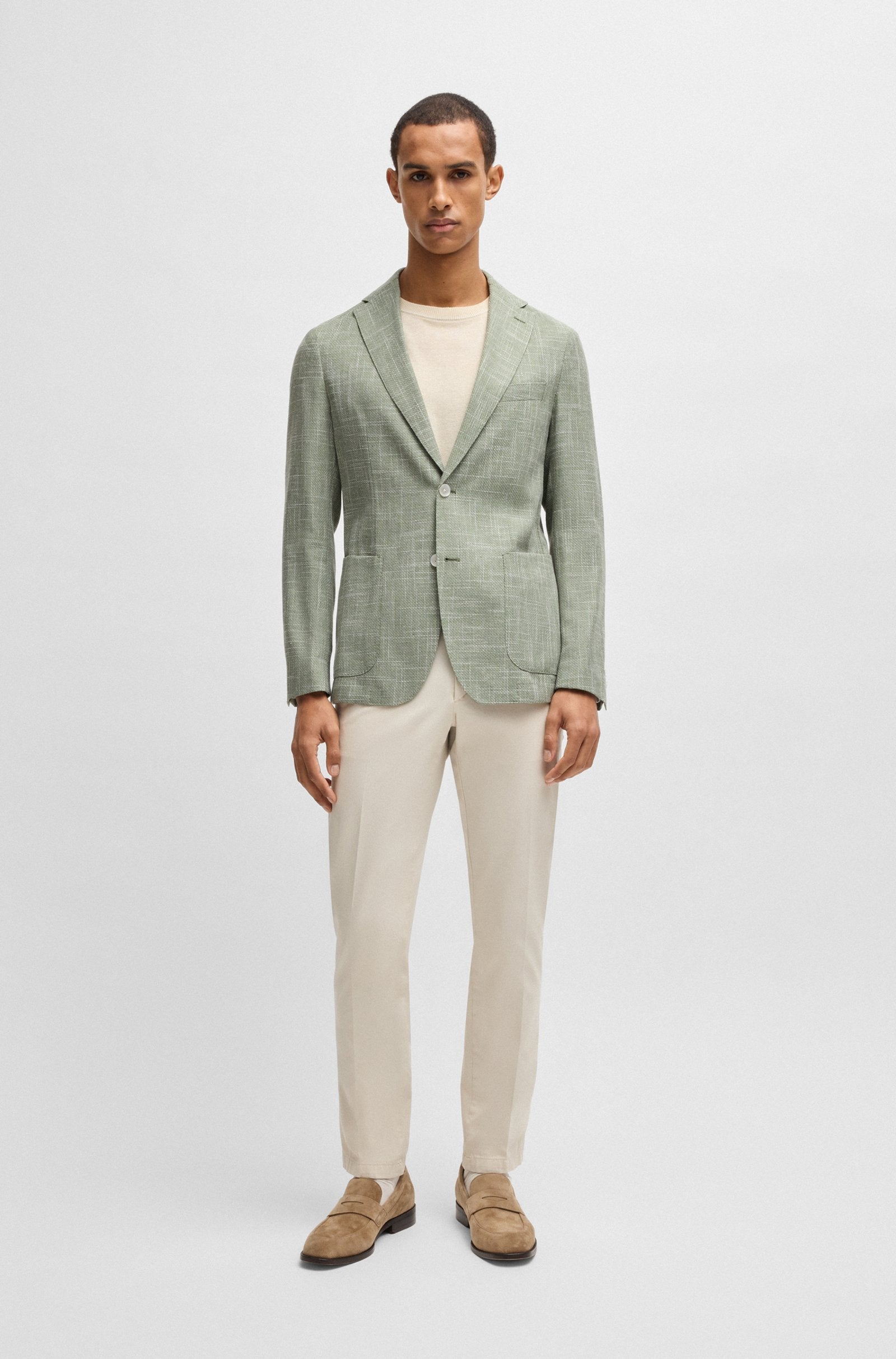 Giacca slim fit con tessutto micromotivo 50540742 10271168 01 311 BOSS Medium green 