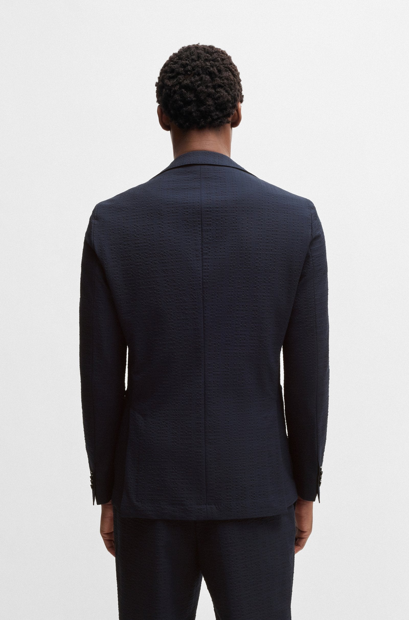 Giacca in seersucker elasticizzato 50540784 10271182 01 404 BOSS Dark blue 