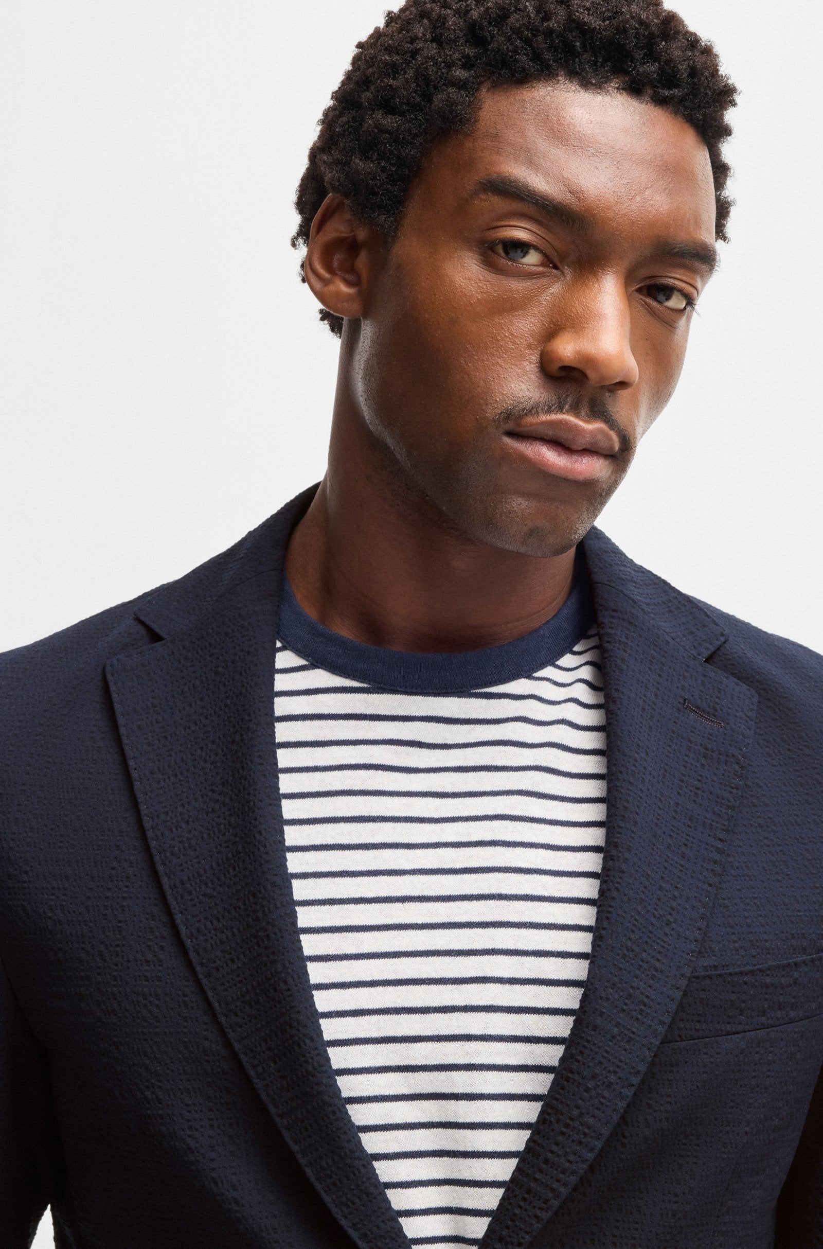 Giacca in seersucker elasticizzato 50540784 10271182 01 404 BOSS Dark blue 