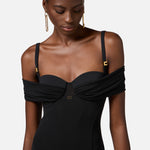 Abito Red Carpet in jersey crêpe con corsetto ABR0851E2 110 ELISABETTA FRANCHI Nero 