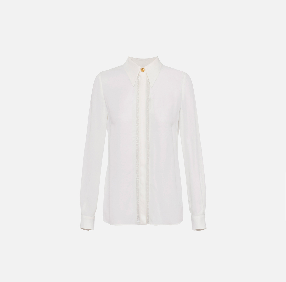 Camicia in georgette con bande lettering CA05451E2 360 ELISABETTA FRANCHI Avorio 