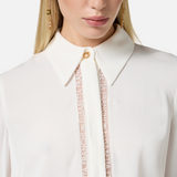 Camicia in georgette con bande lettering CA05451E2 360 ELISABETTA FRANCHI Avorio 