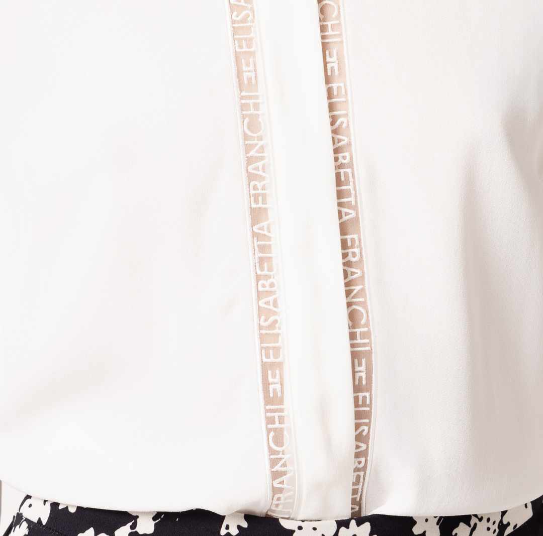 Camicia in georgette con bande lettering CA05451E2 360 ELISABETTA FRANCHI Avorio 