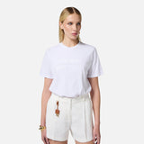 T-shirt in jersey con logo ricamato e strass MA00251E2 270 ELISABETTA FRANCHI Gesso 
