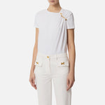 T-shirt in jersey con spilla gioiello MA02851E2 270 ELISABETTA FRANCHI Gesso 