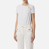 T-shirt in jersey con spilla gioiello MA02851E2 270 ELISABETTA FRANCHI Gesso 