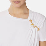 T-shirt in jersey con spilla gioiello MA02851E2 270 ELISABETTA FRANCHI Gesso 