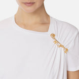 T-shirt in jersey con spilla gioiello MA02851E2 270 ELISABETTA FRANCHI Gesso 