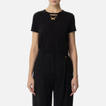T-shirt in jersey con collana a fiocco MA02951E2 110 ELISABETTA FRANCHI Nero 
