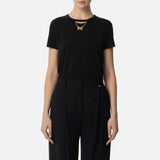 T-shirt in jersey con collana a fiocco MA02951E2 110 ELISABETTA FRANCHI Nero 