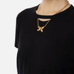 T-shirt in jersey con collana a fiocco MA02951E2 110 ELISABETTA FRANCHI Nero 