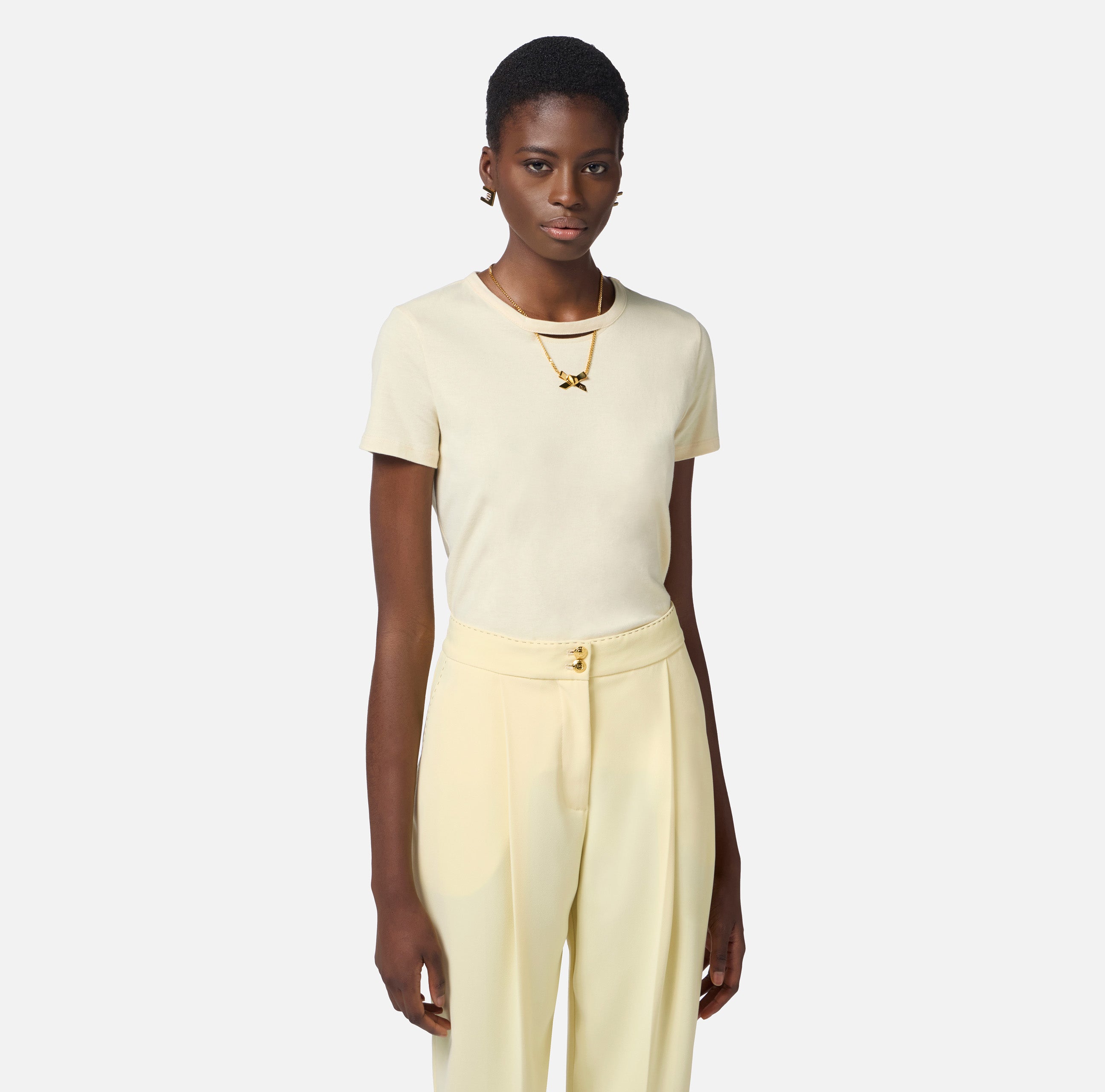 T-shirt in jersey con collana a fiocco MA02951E2 DC7 ELISABETTA FRANCHI Lemonade 