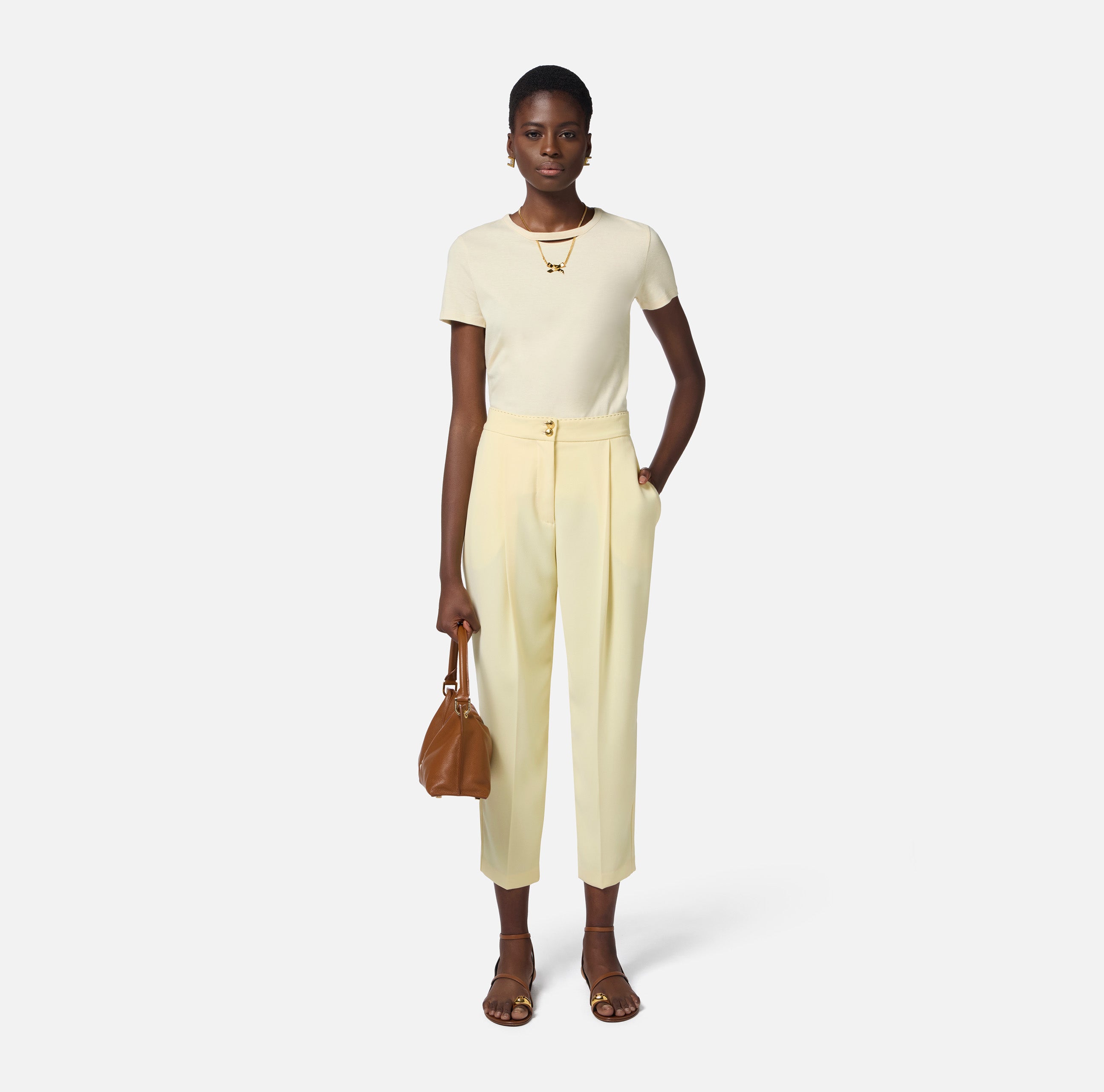 T-shirt in jersey con collana a fiocco MA02951E2 DC7 ELISABETTA FRANCHI Lemonade 