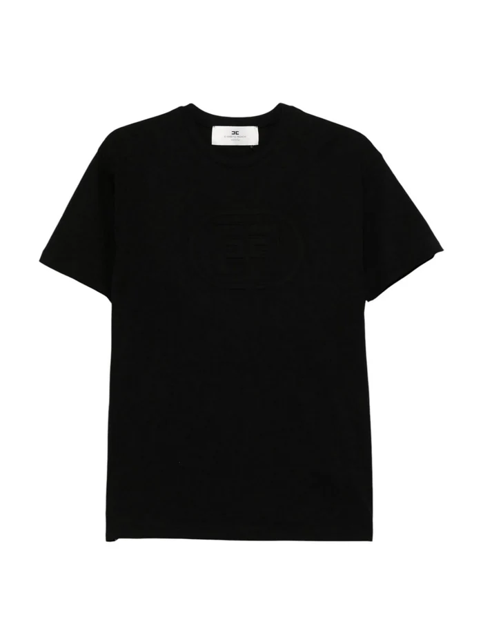T-shirt in jersey con logo embossed MA60N51E2 110 ELISABETTA FRANCHI Nero 