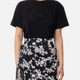 T-shirt in jersey con logo embossed MA60N51E2 110 ELISABETTA FRANCHI Nero 