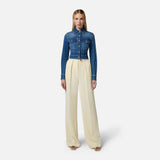 Pantaloni in crêpe fluido con bottoni dorati PA06451E2 DC7 ELISABETTA FRANCHI Lemonade 