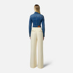 Pantaloni in crêpe fluido con bottoni dorati PA06451E2 DC7 ELISABETTA FRANCHI Lemonade 