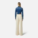 Pantaloni in crêpe fluido con bottoni dorati PA06451E2 DC7 ELISABETTA FRANCHI Lemonade 