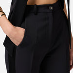 Pantaloni smoking in crêpe con bande in raso PA08651E2 110 ELISABETTA FRANCHI Nero 