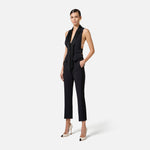 Pantaloni smoking in crêpe con bande in raso PA08651E2 110 ELISABETTA FRANCHI Nero 