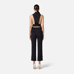 Pantaloni smoking in crêpe con bande in raso PA08651E2 110 ELISABETTA FRANCHI Nero 
