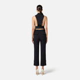 Pantaloni smoking in crêpe con bande in raso PA08651E2 110 ELISABETTA FRANCHI Nero 