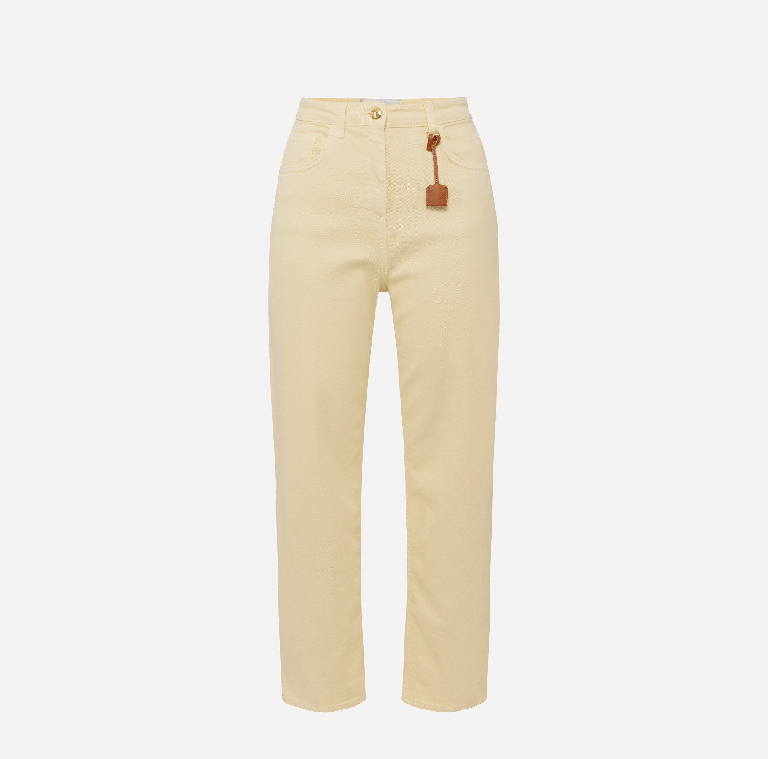 Jeans in cotone tinto con charm logato PJ87D51E2 DC7 ELISABETTA FRANCHI Lemon grass 