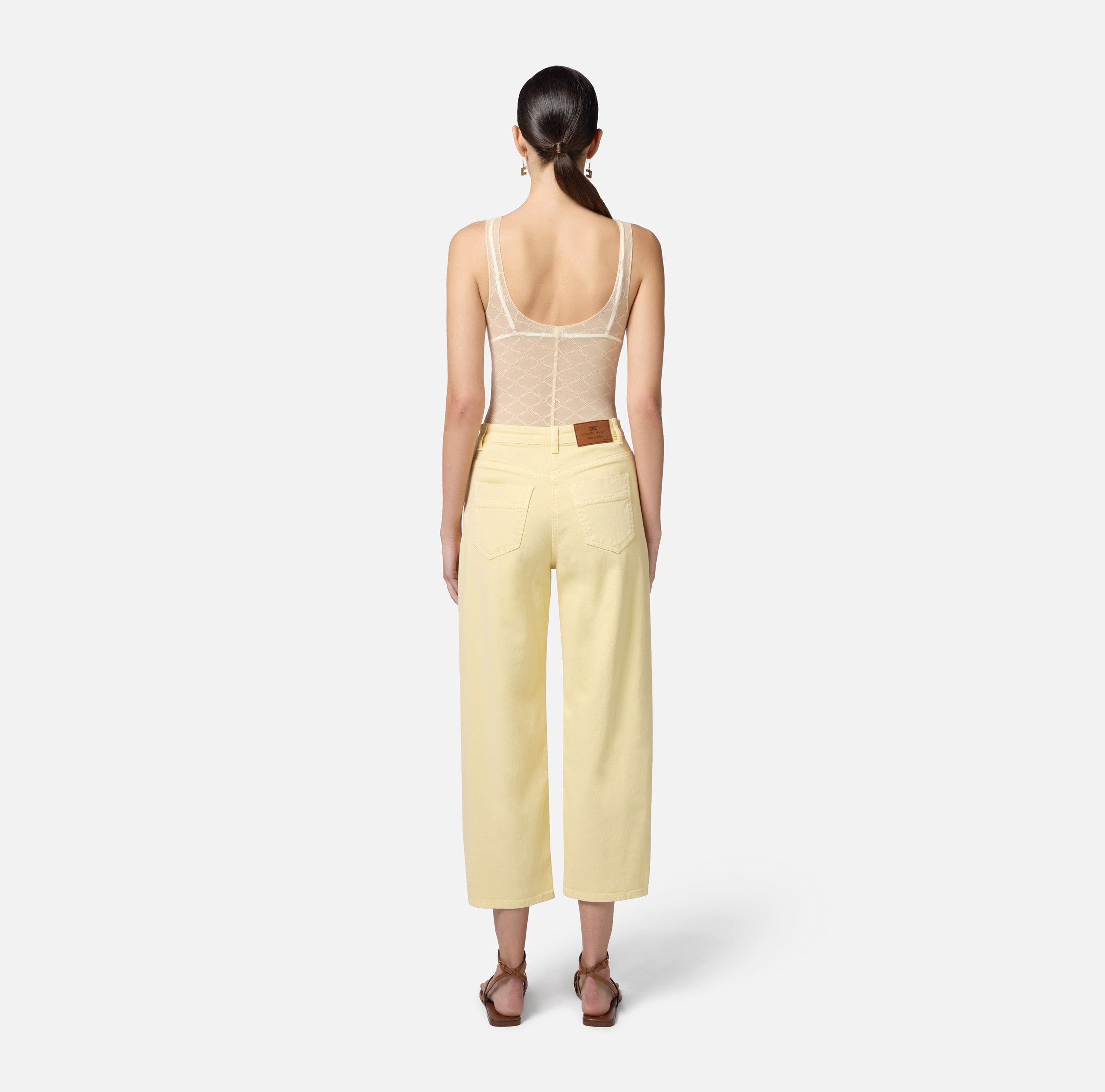 Jeans in cotone tinto con charm logato PJ87D51E2 DC7 ELISABETTA FRANCHI Lemon grass 