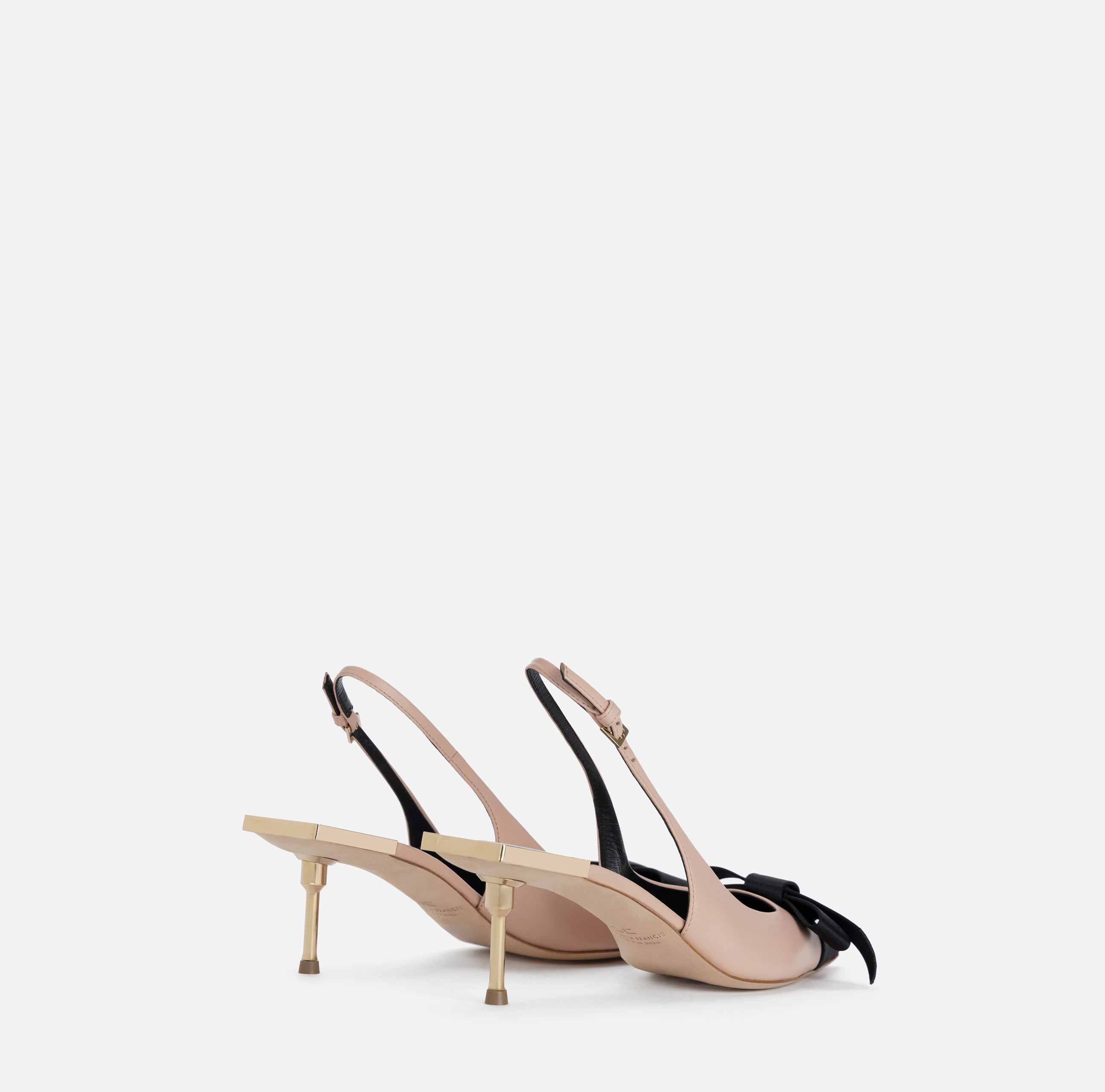 Slingback in nappa con fiocco in raso SA05L51E2 236 ELISABETTA FRANCHI Carne/nero 