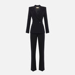 Tailleur doppiopetto in crêpe con bande in raso TP00251E2 110 ELISABETTA FRANCHI Nero 
