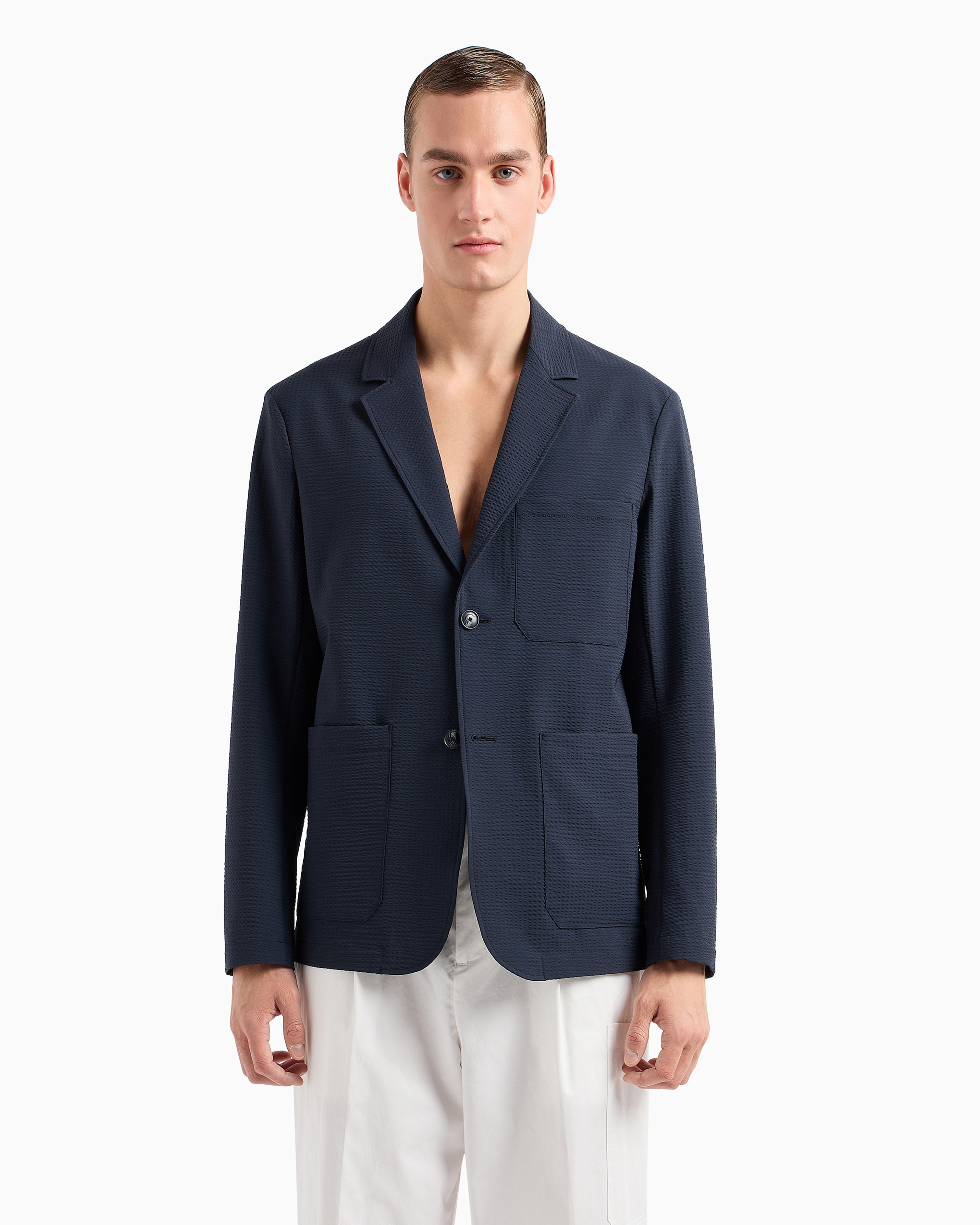 Giacca in seersucker 6D1GA2 1NSCZ 0920 EMPORIO ARMANI Blue navy 