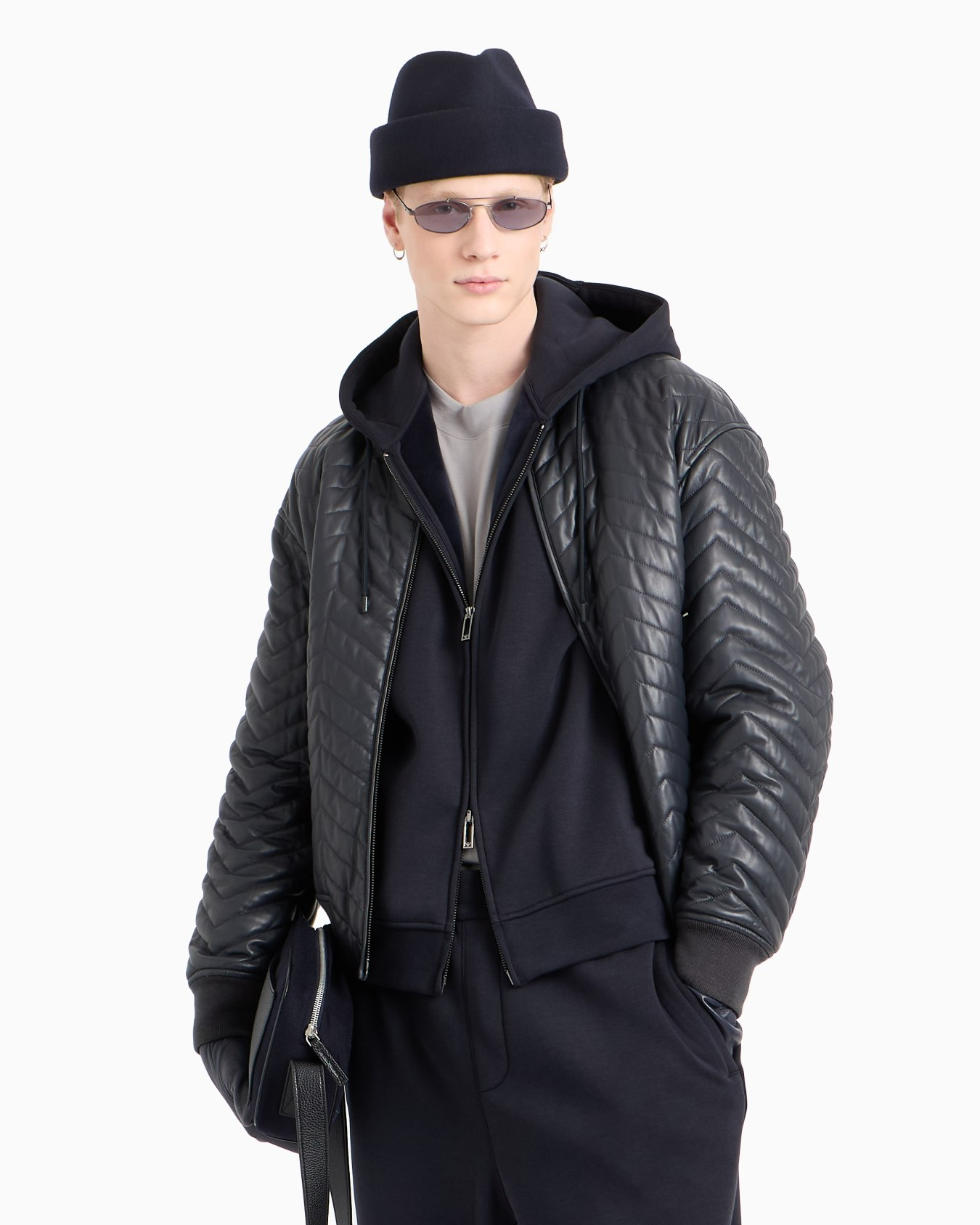 Felpa con zip e cappuccio 6D1M90 1JOTZ 0920 EMPORIO ARMANI Blu navy 