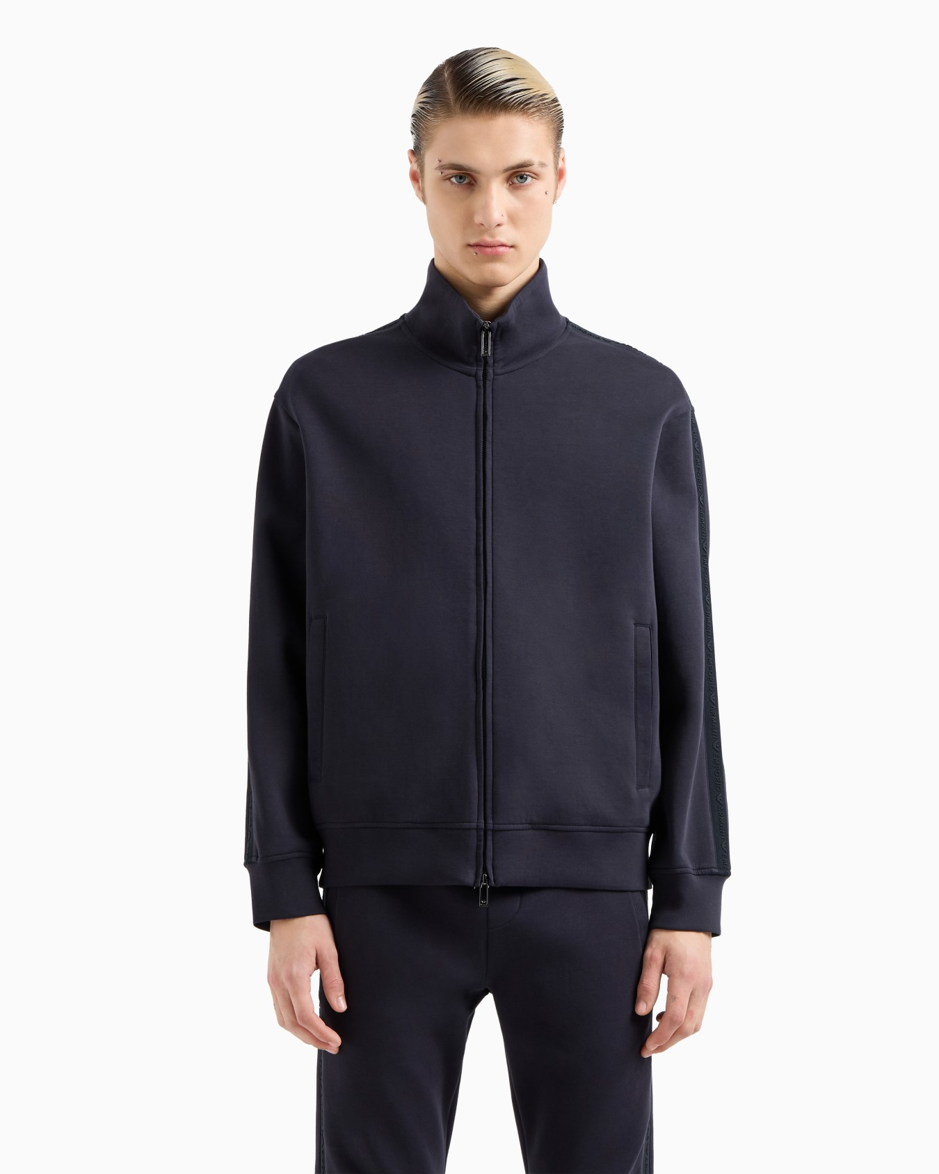 Felpa full zip con lettering a rilievo 6D1MA8 1JHSZ 0920 EMPORIO ARMANI Blue 